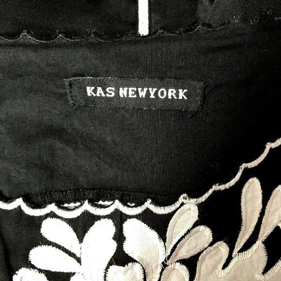 Anthropologie KAS New York Black White Laser Cut Short Sleeve Shift Dress Sz 4 - Picture 2 of 6